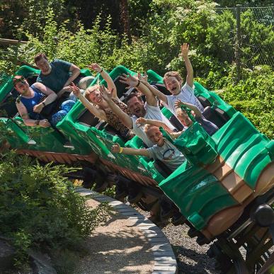 Ride the green dragon rollercoaster in LEGOLAND® Park. Or try some of the other 50 rides for children and families.