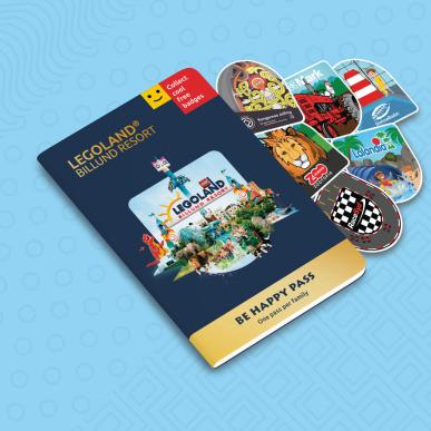 Get a free Be Happy Pass when you stay with a Preferred Partner at LEGOLAND® Billund Resort Denmark. Go on a treasure hunt for Adventure Badges at the area's attractions for families with children. Pick up badges from Kongernes Jelling, Mark, SlotssøBadet, GIVSKUD ZOO, Lalandia and RaceSyd.